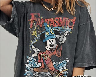 Chemise en verre Mickey sorcier Fantasia Comfort Colors, chemise Mickey Walt Disney Fantasia, t-shirt Fantasia Mickey, voyage Disneyland, chemise fantastique