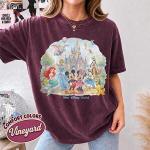 Retro Walt Disney World-shirt, vintage jaren 90 Disney World Magic Kingdom-shirt, shirt Disney Mickey en zijn vrienden, Disney Family Trip 2026 Tee Vineyard