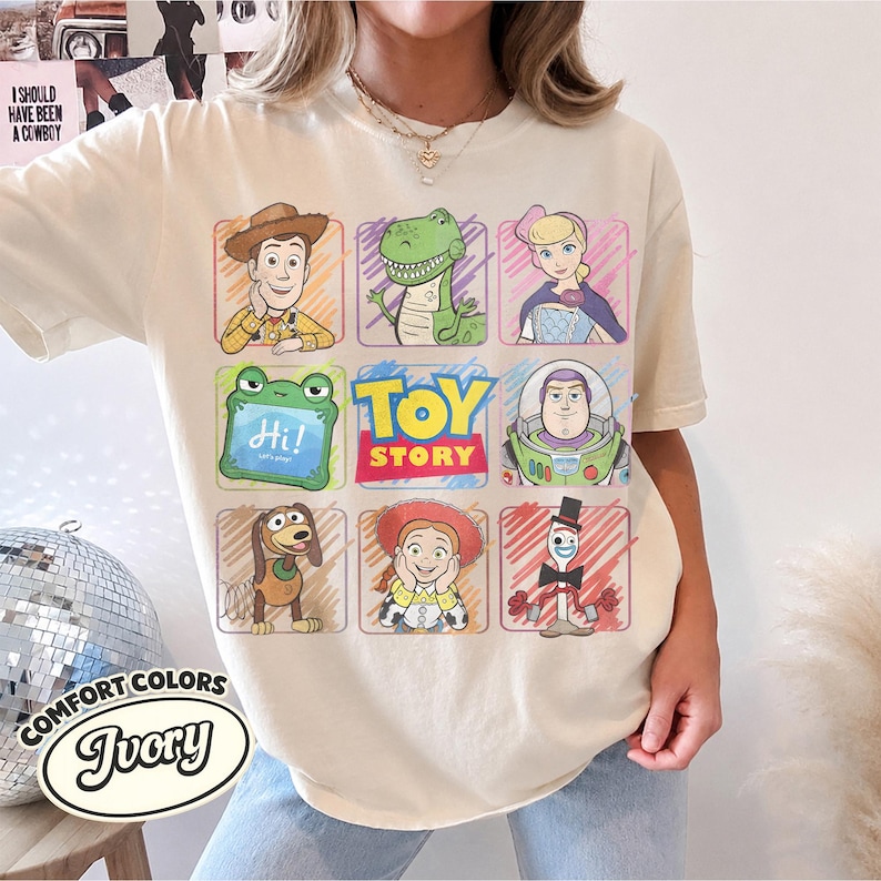 Retro Toy Story 5 Comfort Colors Shirt, Woody Buzz Jessie Rex Tee, Vintage You've Got A Friend In Me 2026 Disney Pixar Fest Family Trip Gift Ivory/Natural