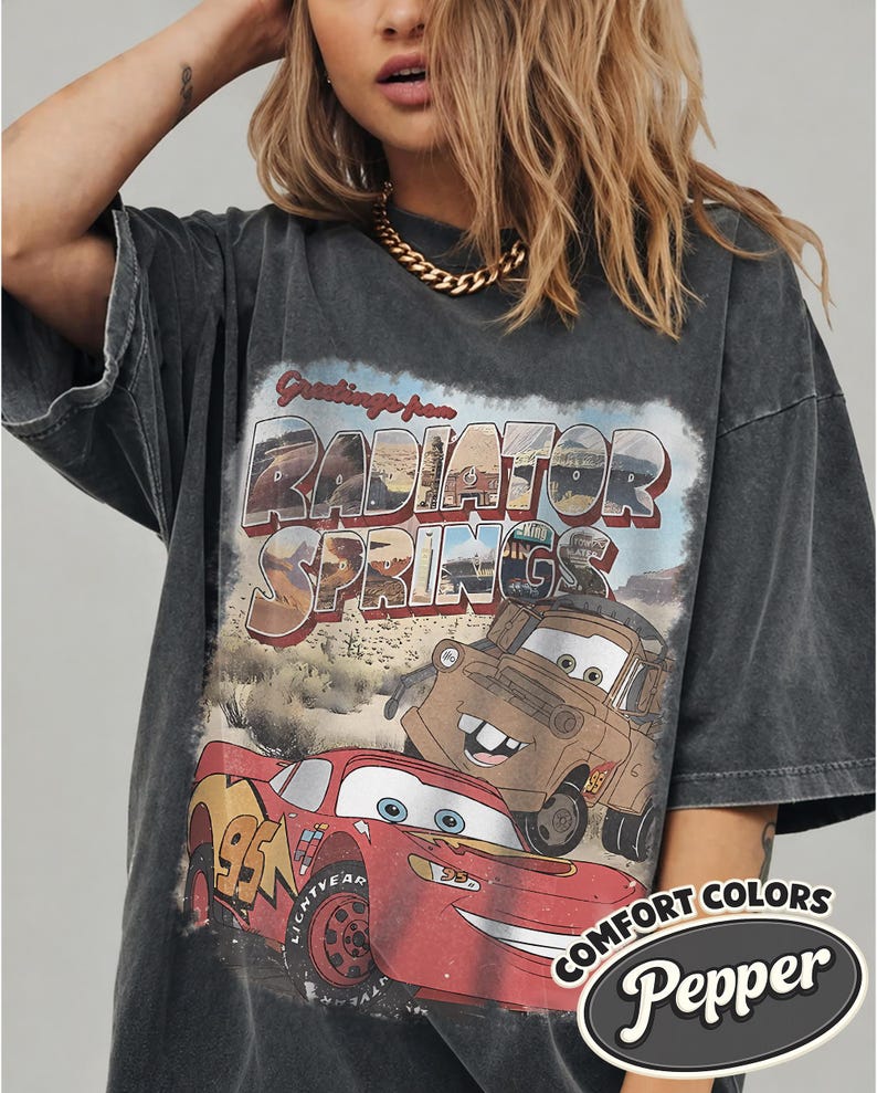 Vintage Disney Cars Movie Tow Mater Comfort Colors® Shirt, Disney Pixar Cars Movie Mater Sweater, Disney Trip Shirt, Disney Mater Travel Tee Pepper/Dark Heather