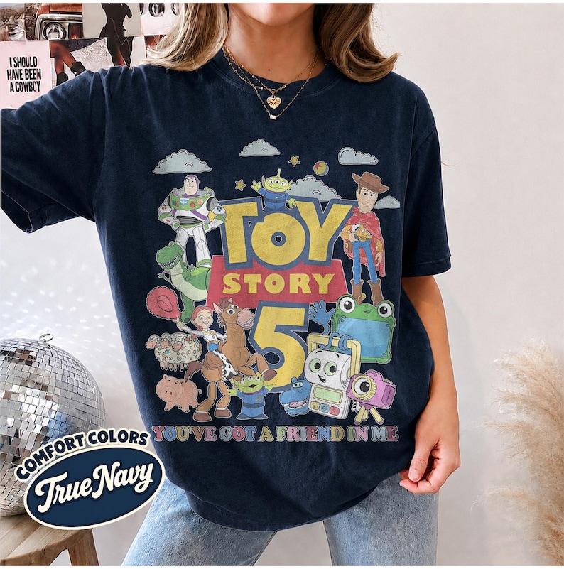 Toy Story 1995 Retro Comfort Colors Shirt, Woody Buzz Lightyear Rex Tee, WDW Disneyworld Family Vacation 2026 Trip,Pixar Fest True Navy