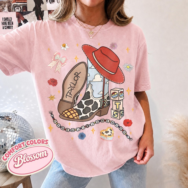 Chemise vintage I Knew It I Knew, chemise d'amitié TS et Toy Story 5, t-shirt Woody Buzz l'Éclair, t-shirts assortis pour la famille Disneyland Toy Story Blossom/Light Pink