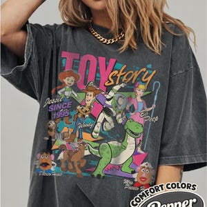 Disney Toy Story 1995 Retro Comfort Colors Shirt, Woody Buzz Lightyear Rex Tee, WDW Disneyland Family Vacation 2026 Trip, Disney Pixar Fest Pepper/Dark Heather