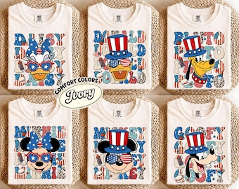 Mickey And Friends USA 250 Years Signature Shirt, Disney 250th America Anniversary T-Shirt, Independence Day Group Tee, Patriotic 2026 Tee