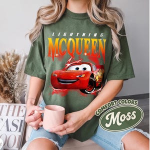 Limited Cars Matching Shirt, Lightning Mcqueen, Sally, Mater, Sheriff T-shirt, Limited McQueen Disney car Shirt Moss/Military Green