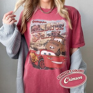 Vintage Disney Cars Movie Tow Mater Comfort Colors® Shirt, Disney Pixar Cars Movie Mater Sweater, Disney Trip Shirt, Disney Mater Travel Tee Crimson