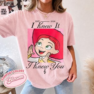Watercolors TS Jessie Toy Story 5 Comfort Colors Shirt, Retro I Knew It I Knew You, Disneyland Toy Story Family Matching Tee Blossom/Light Pink
