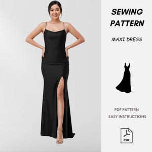 Side Split Evening Gown Sewing Pattern (PDF Download) | Strapless Off-Shoulder Dress | Open Back Formal Dress | DIY Party Dress