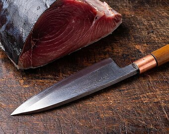 Cuchillo Japonés Vintage Deba 190 mm Minamoto Masahisa – Shirogami 2 Acero – Sakai