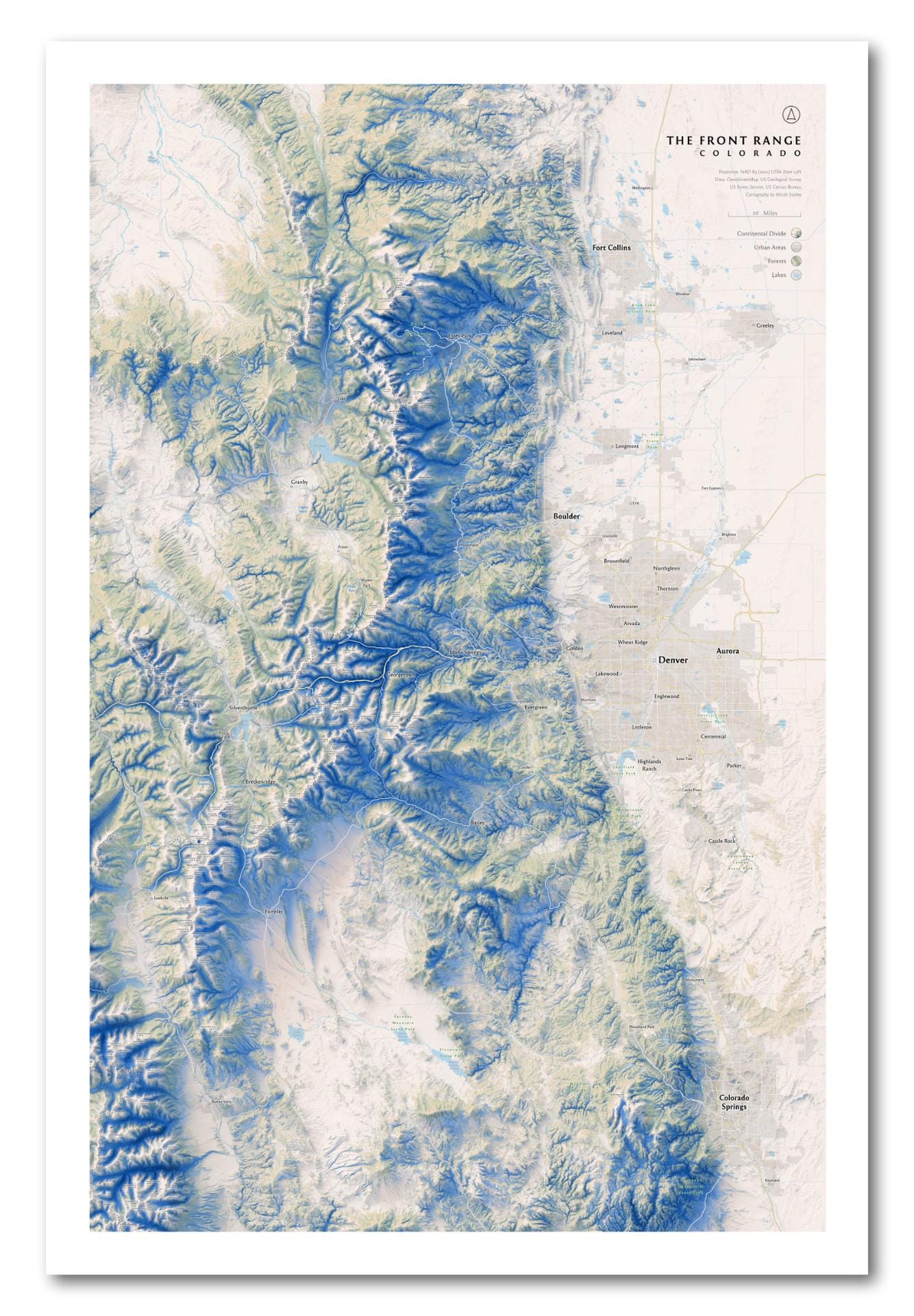 Colorado Front Range Topographic Map - Framed Wall Art - Etsy