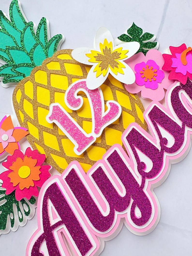 Tropical Cake Topper | Luau Birthday Party Decor | Hawaiian Birthday ...