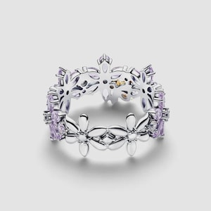 Anello ape Regency Herbarium, fiore viola lavanda, gioiello botanico placcato oro 14k