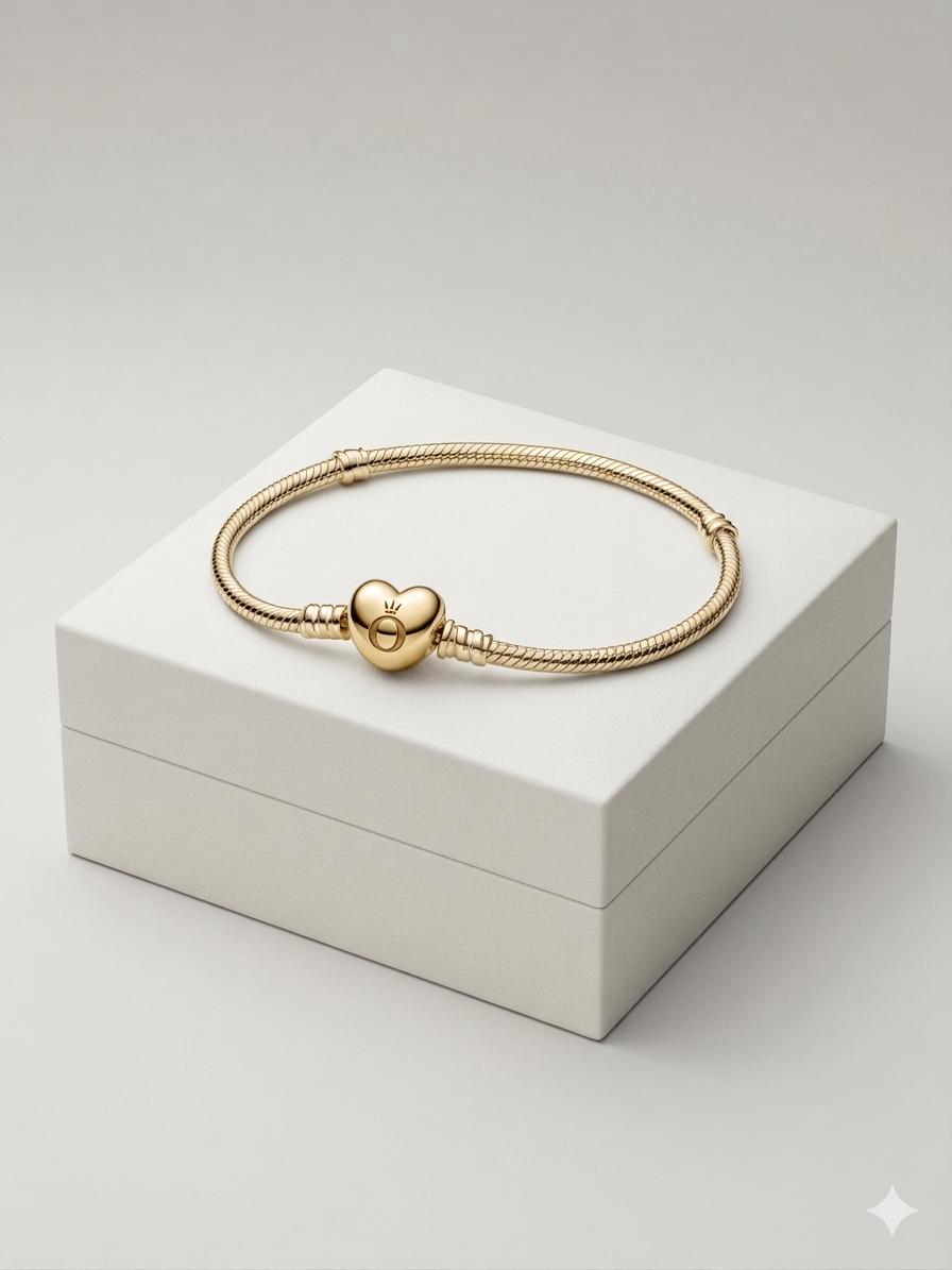 Bracciale Placcato Oro 18 Carati A Forma Di Cuore, JEWLURE, Elegante E Semplice, Lucchetto Regolabile, Regalo Donna
