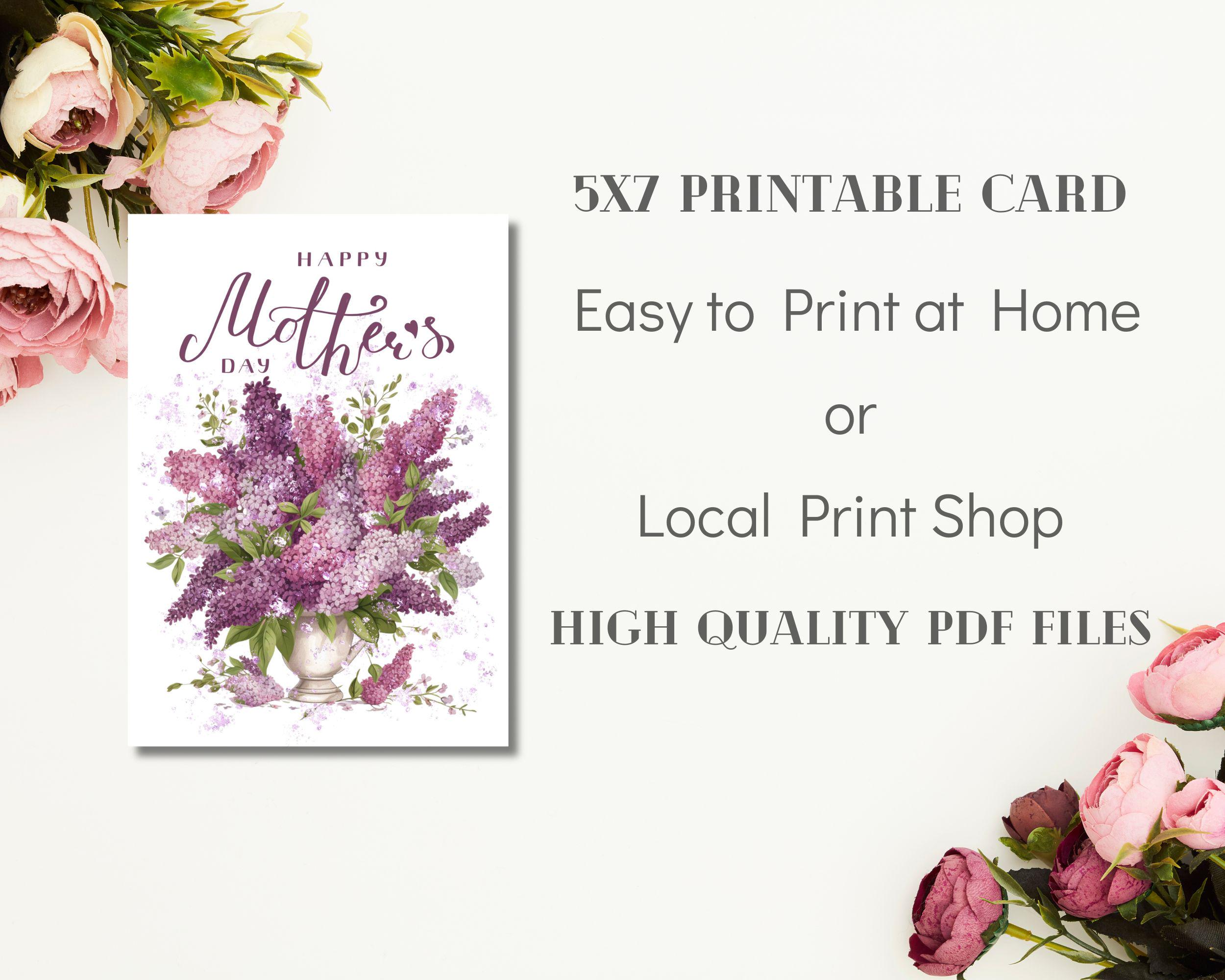 Printable Mother’s Day Card 5x7, Floral Mom Card, Instant Download ...