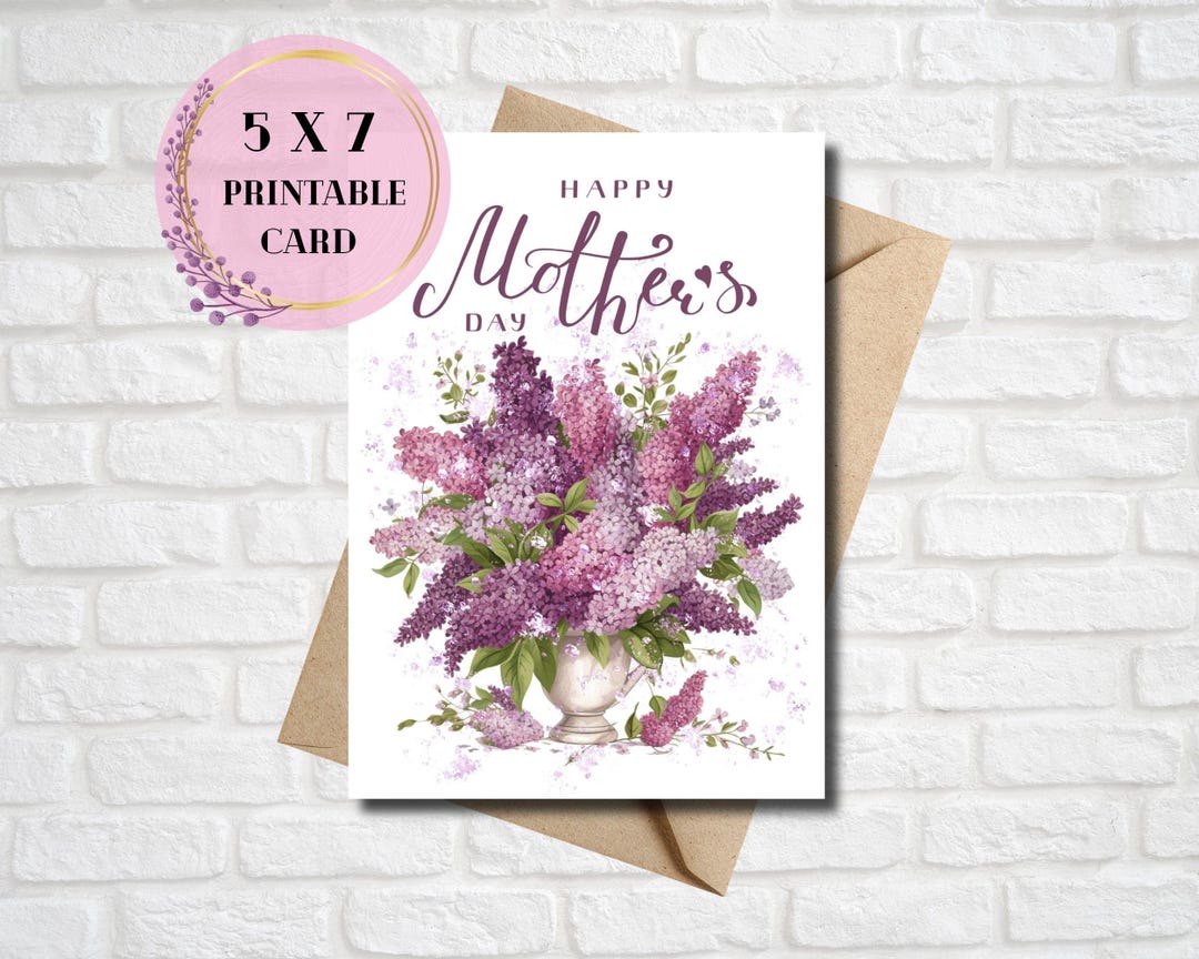 Printable Mother’s Day Card 5x7, Floral Mom Card, Instant Download ...