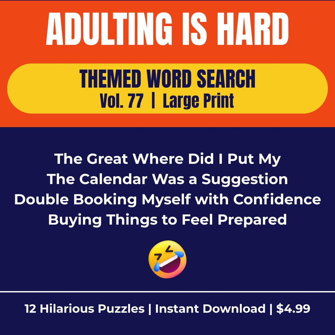 77word Adulting is Hard Word Search Vol. 77 | Funny Printable Puzzle Book for ...