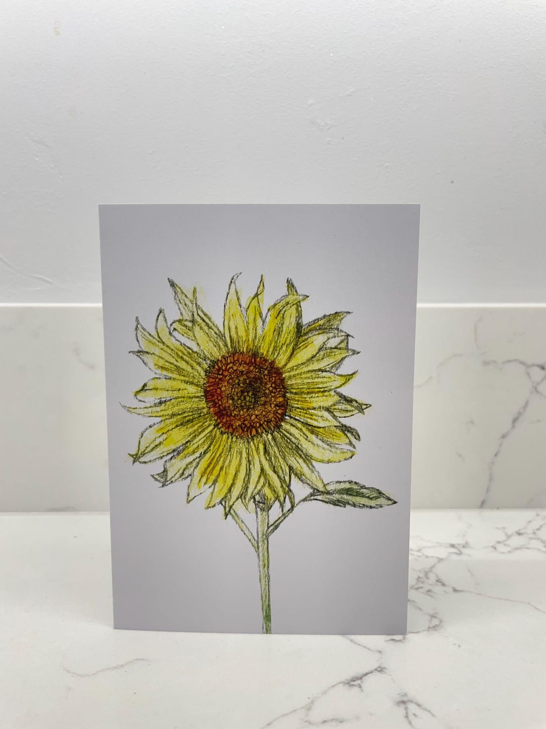 Sunflower A6 Greeting Card Hand Drawn Flower - Etsy