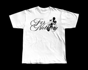 Camiseta blanca de peso pesado de Nine Vicious "For Nothing Tour".