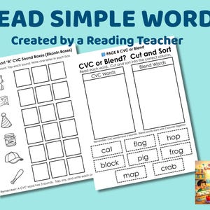 CVC Reading Practice Worksheets | Kindergarten Phonics Activities | Learn to Read Simple Words | Printable PDF