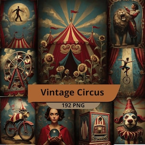 Pack de papiers numériques Vintage Circus – 300 pages imprimables pour junk journal, fonds de scrapbooking, papiers éphémères, téléchargement instantané
