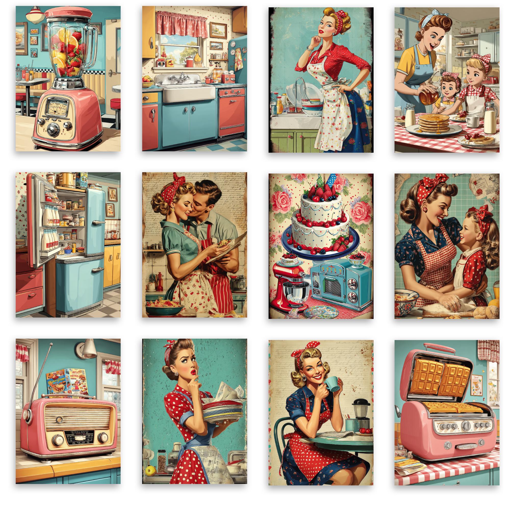 Retro Kitchen Junk Journal Kit Vintage 50s Housewife Ephemera Pin up ...