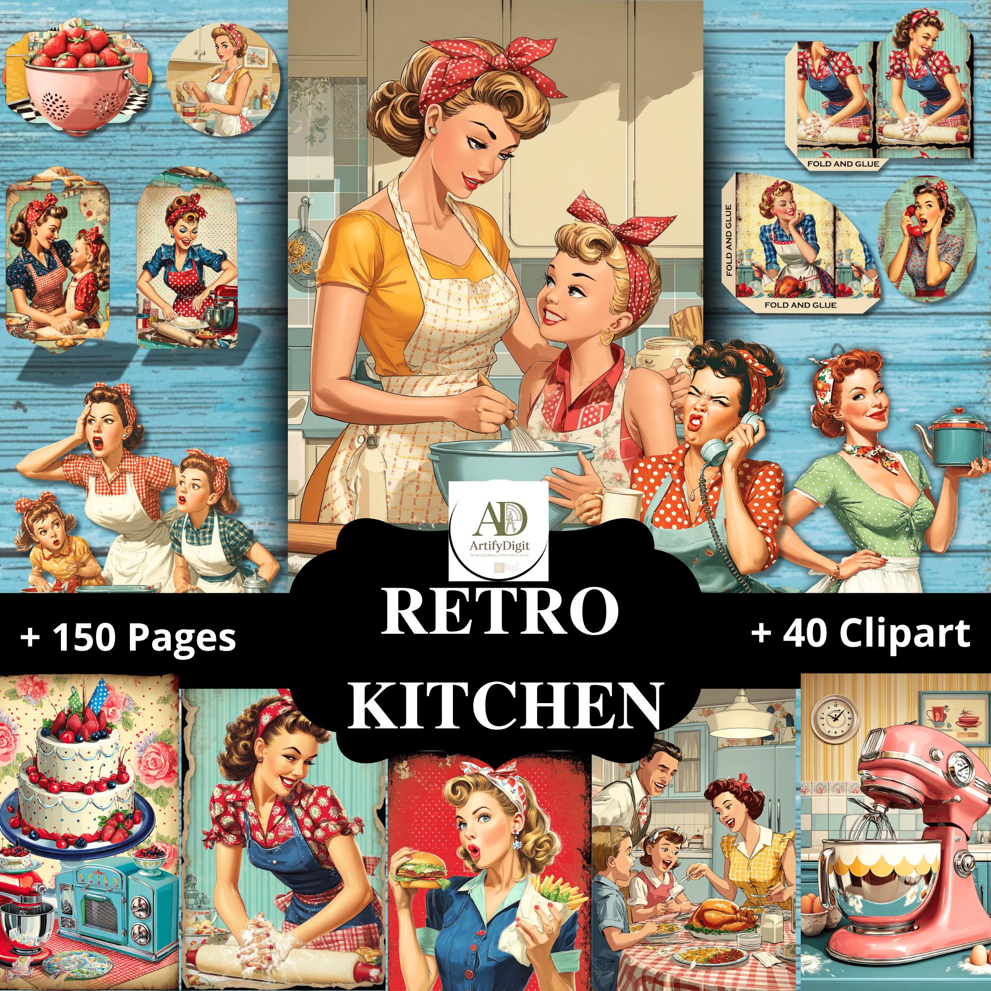 Retro Kitchen Junk Journal Kit Vintage 50s Housewife Ephemera Pin up ...