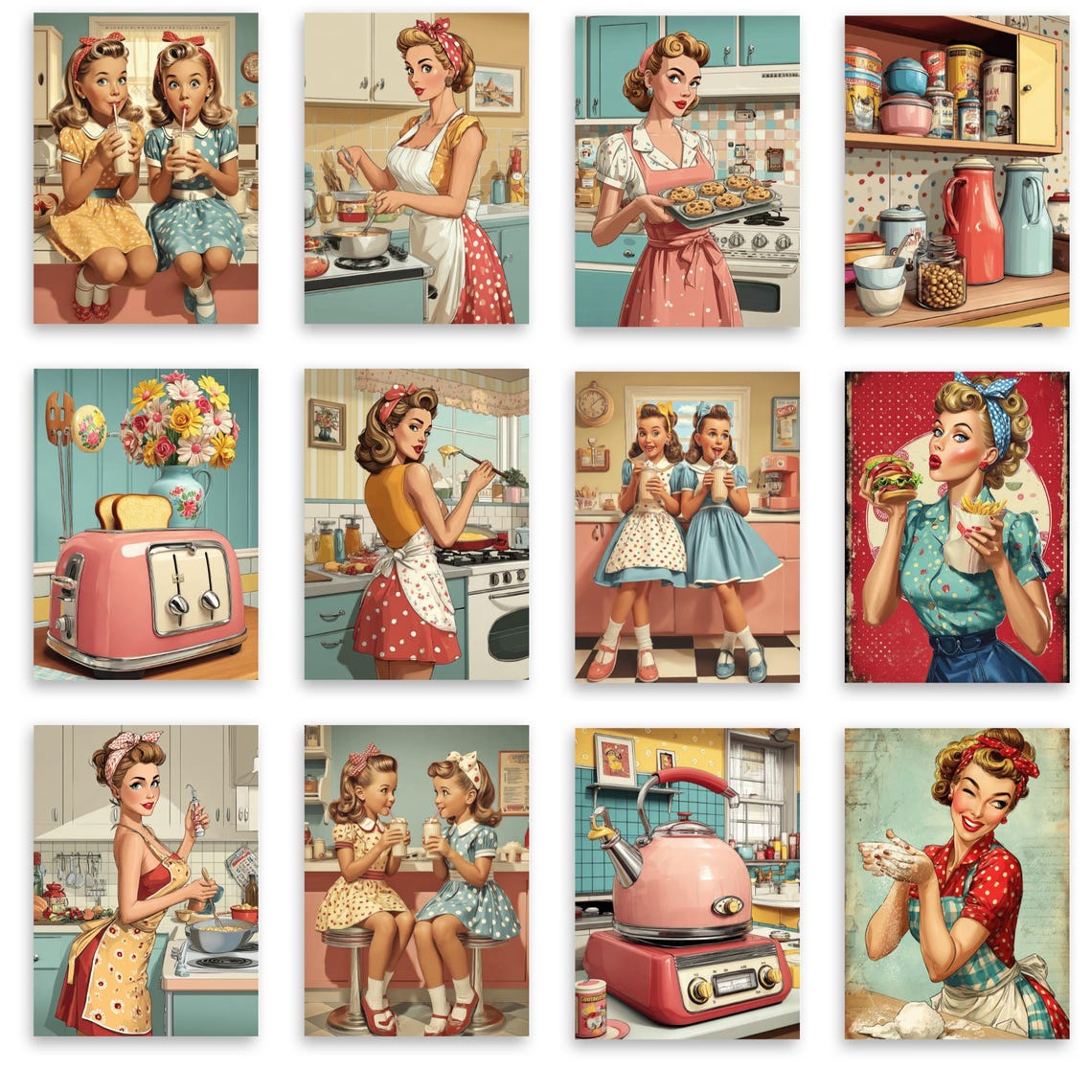 Retro Kitchen Junk Journal Kit Vintage 50s Housewife Ephemera Pin up ...