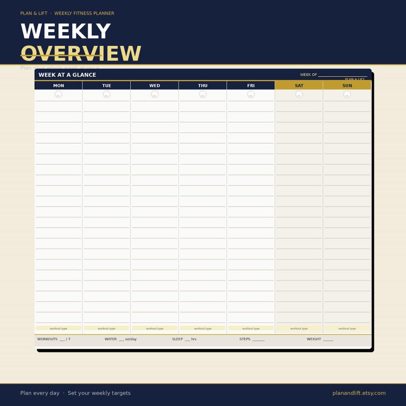 Weekly Fitness Planner Printable | Workout Log | Habit Tracker ...