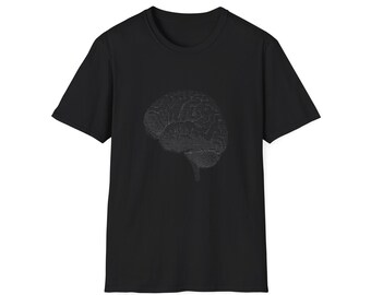 Camiseta con gráfico de cerebro ASCII / Camiseta para desarrollador de software / Ropa minimalista para hackers / Ropa para programadores