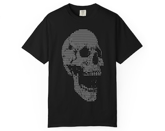 Camiseta vintage con calavera y arte ASCII / Camiseta de programador con colores cómodos / Ropa técnica retro / Camiseta holgada y pesada