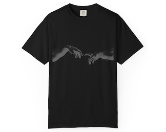 Camiseta vintage con la creación de Adam en arte ASCII / Camiseta de programador con colores cómodos / Ropa técnica retro / Camiseta holgada y pesada