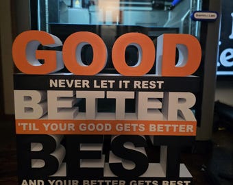 Ben Johnson GOOD BETTER BEST  Wall or Desk Display  helmet decor art home decor sign 10×10 football sports gift mom dad