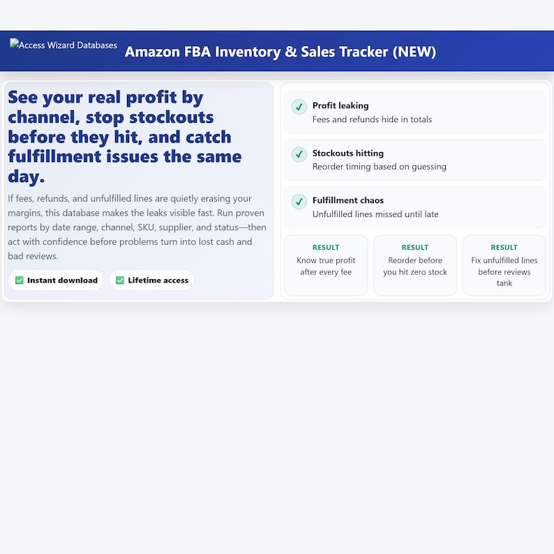 Amazon FBA Inventory & Sales Tracker Access Database | Stop Hidden Fees ...