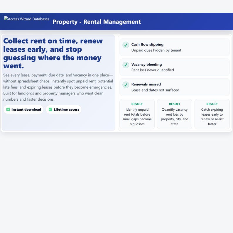 Rent Database Address Property Rental Management Access Database | Track Rent, Leases ...