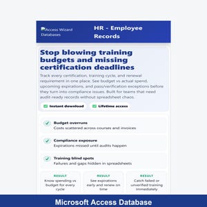 HR Employee Records Access Database | Stop Missing Training & Certification Deadlines