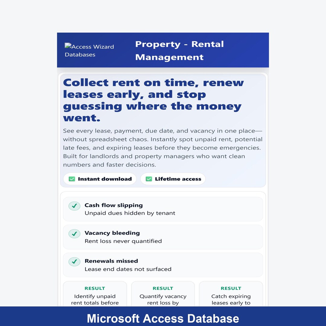 Rent Database Address Property Rental Management Access Database | Track Rent, Leases ...
