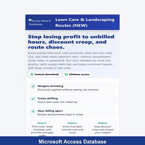 Lawn Care & Landscaping Route Microsoft Access Template | Stop Route Chaos and Unbilled Hours