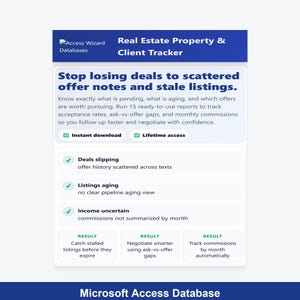 Real Estate Property & Client Tracker Access Database | Stop Losing Deals to Scattered Offers