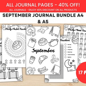 Cozy Autumn Cafe September Planner Bundle - PRINTABLE Journal Pages - Digital Planner - September Agenda - Printable Planner A4 & A5