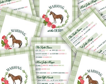 Tarjeta de Mahjong para el Derby de Kentucky / Mahjong imprimible para la fiesta del Derby / Mahjong en el Derby / Juego de Mahjong de carreras de caballos / Descarga instantánea