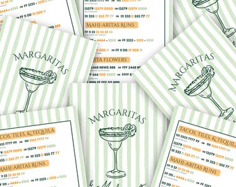 Margaritas e carte Mahjong / Cinco de Mayo Mahjong stampabile / Gioco di società Mahjong / Carte Mahjong Fiesta / Download immediato