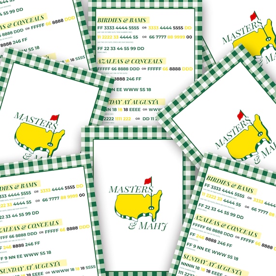 Masters & Mahjong Printable Card | Golf Mahjong Game Card | Masters Party Mahjong | Instant Download