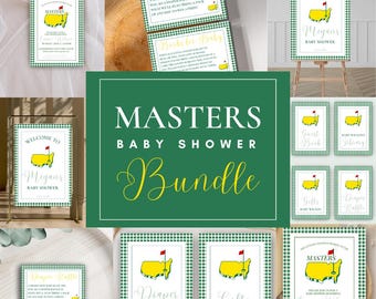 Pacchetto Masters Baby Shower / Modello di invito per baby shower Golf / Decorazioni per baby shower Country Club / Inviti e cartelli modificabili Canva