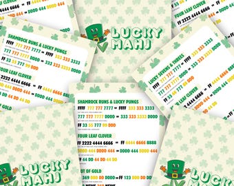 Carta Mahjong stampabile per il giorno di San Patrizio / Gioco Mahjong Lucky Green / Carta Mahjong per le feste / Download immediato