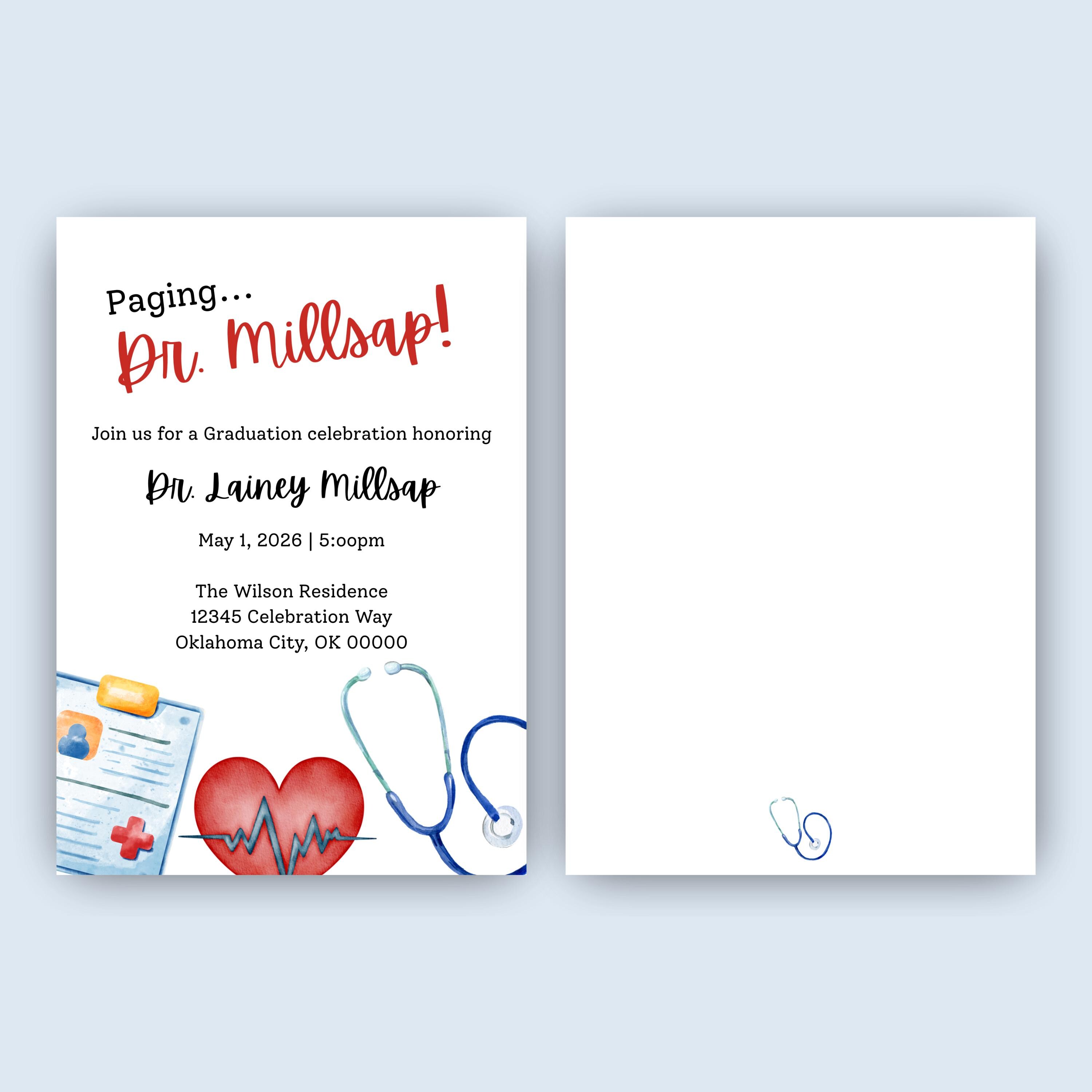 Medical School Graduation Invitation | Paging Dr Grad Party Invite | MD ...