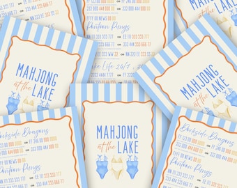 Carta Mahjong al lago / Carta Mahjong a tema lago / Gioco Mahjong estivo / Mahjong per ragazze / Carta Mahjong personalizzata stampabile