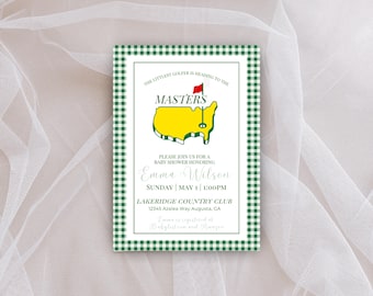 Invito per baby shower Masters / Invito per baby shower Golf / Baby shower New to the Club / Modello Canva modificabile / Baby shower Country Club