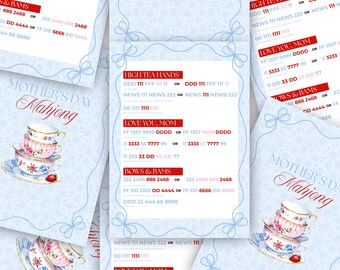 Carta Mahjong per la festa della mamma / Carta Mahjong per il Tea Party / Mahjong speciale stampabile / Mahjong per il tè pomeridiano / Download immediato