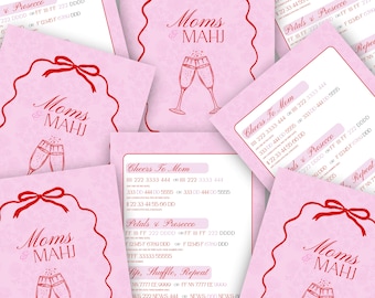 Carta Mahjong per la festa della mamma / Carta speciale per mamme e Mahjong / Mahjong stampabile per la mamma / Mahjong per donne / Download immediato