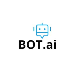 May include: A logo featuring the text "BOT.ai" in bold black font. Above the text is a blue robot head icon with a speech bubble. The background is plain white.